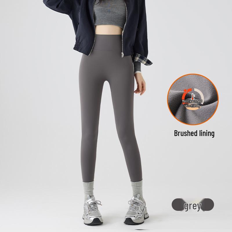 Женские матовые леггинсы для йоги с высокой талией - Плюс бархат, Утягивающие, С начесом для осени/зимы 2025