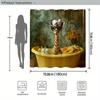 1pc Whimsical Vintage Giraffe in Yellow Bathtub with Fashion Glasses Shower Curtain - Tropical Wallpaper Design, Durable Polyest