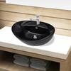 VidaXL Oval Washbasin with Overflow/Tap Hole Ceramic Bathroom Black 141921