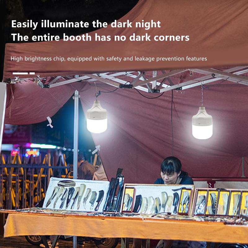 60MM USB Rechargeable Camping Light Bulb 3-color Dimming Waterproof Tent Hanging Light Outdoor Hiking Picnic Fishing Light