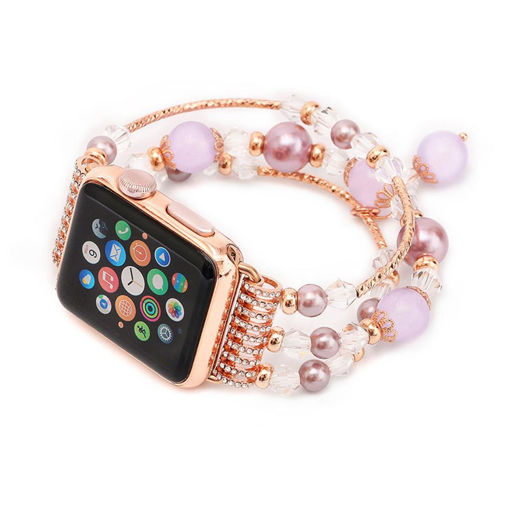 Fashion Faux Agate Beads Bracelet for Apple iWatch Series 1 2 42/38mm Women's Watch Band Strap