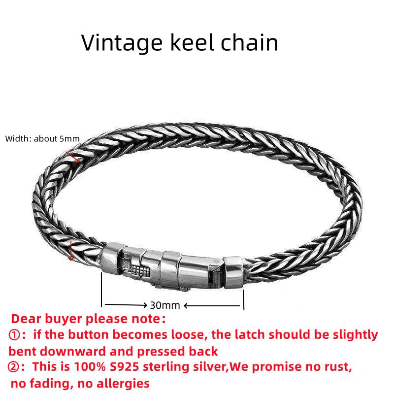 S925 Sterling Silver Simple Domineering Handmade Woven Fashion Creative Man and Woman Bracelets Luxury Jewelry Exquisite Gift
