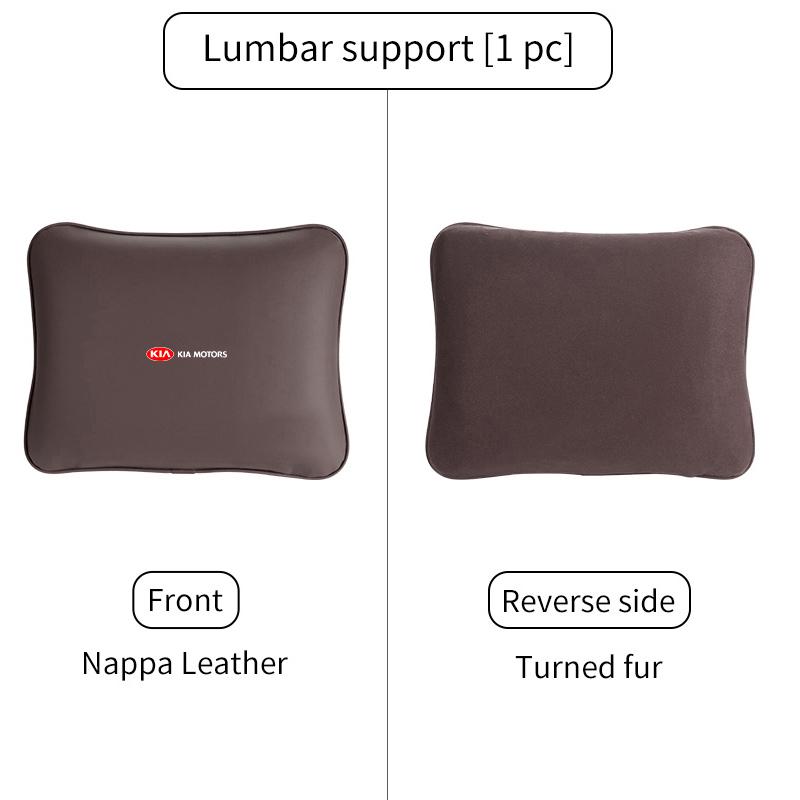 For KIA Car Leather Headrest Neck Support Seat Waist Cushion Pillow Auto Accessories Sorento Stinger Soul Spectra Niro Cadenza MF1