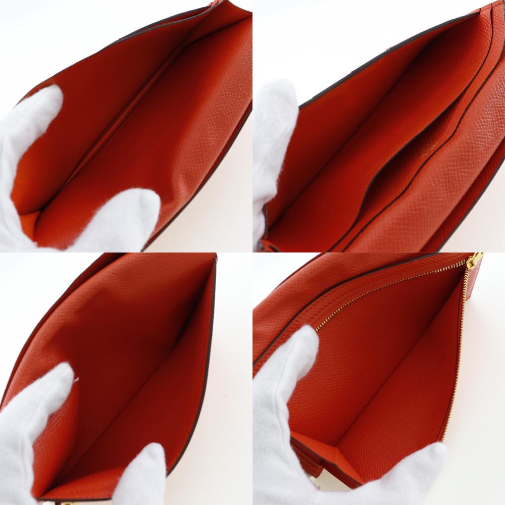 Hermes Кошелек Beansufla Оранжевый/Золотая фурнитура Epsom Женский Б/У