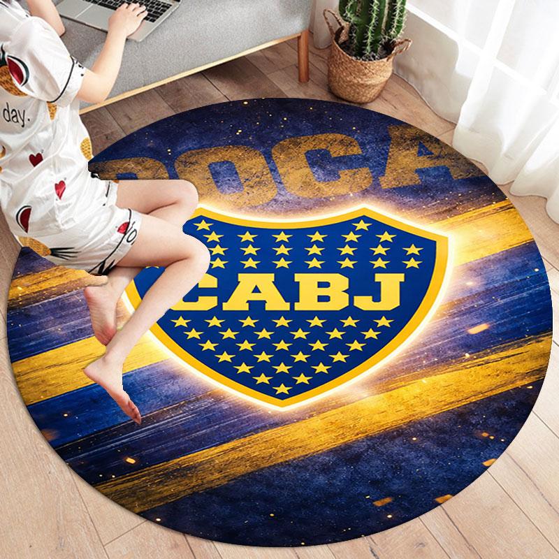 Club Atlético Boca Juniors Round Area Rug,Carpet Rug for Living Room Bedroom Sofa Playroom Decor,Non-slip Floor Mat