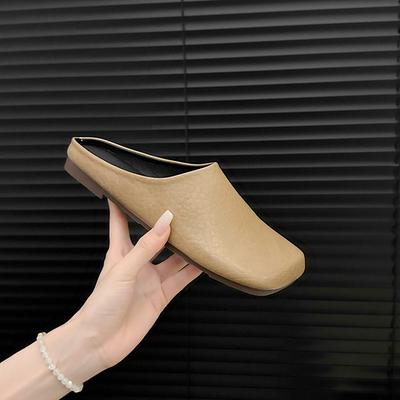 Баотоу полутапочки ленивые черные корейская версия обувь весна один педаль новые 2025 ретро лоферы одинарная обувь женщины