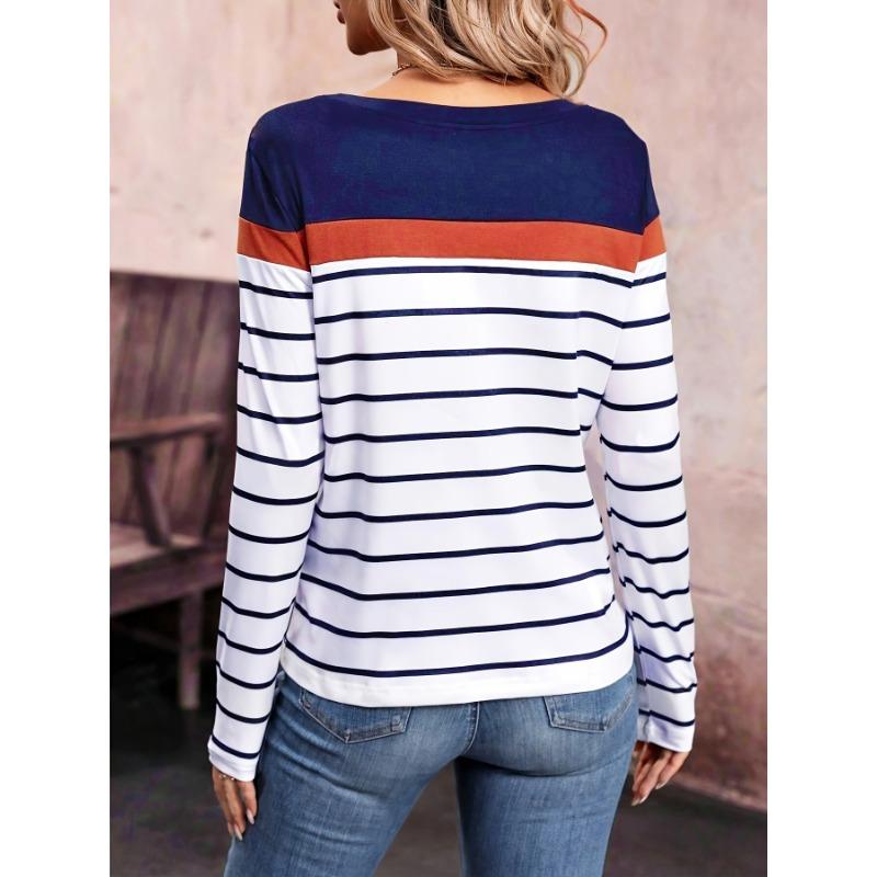 The New Simple Fashion Long Sleeve Striped Top Classic All-match Good Wear Beautiful