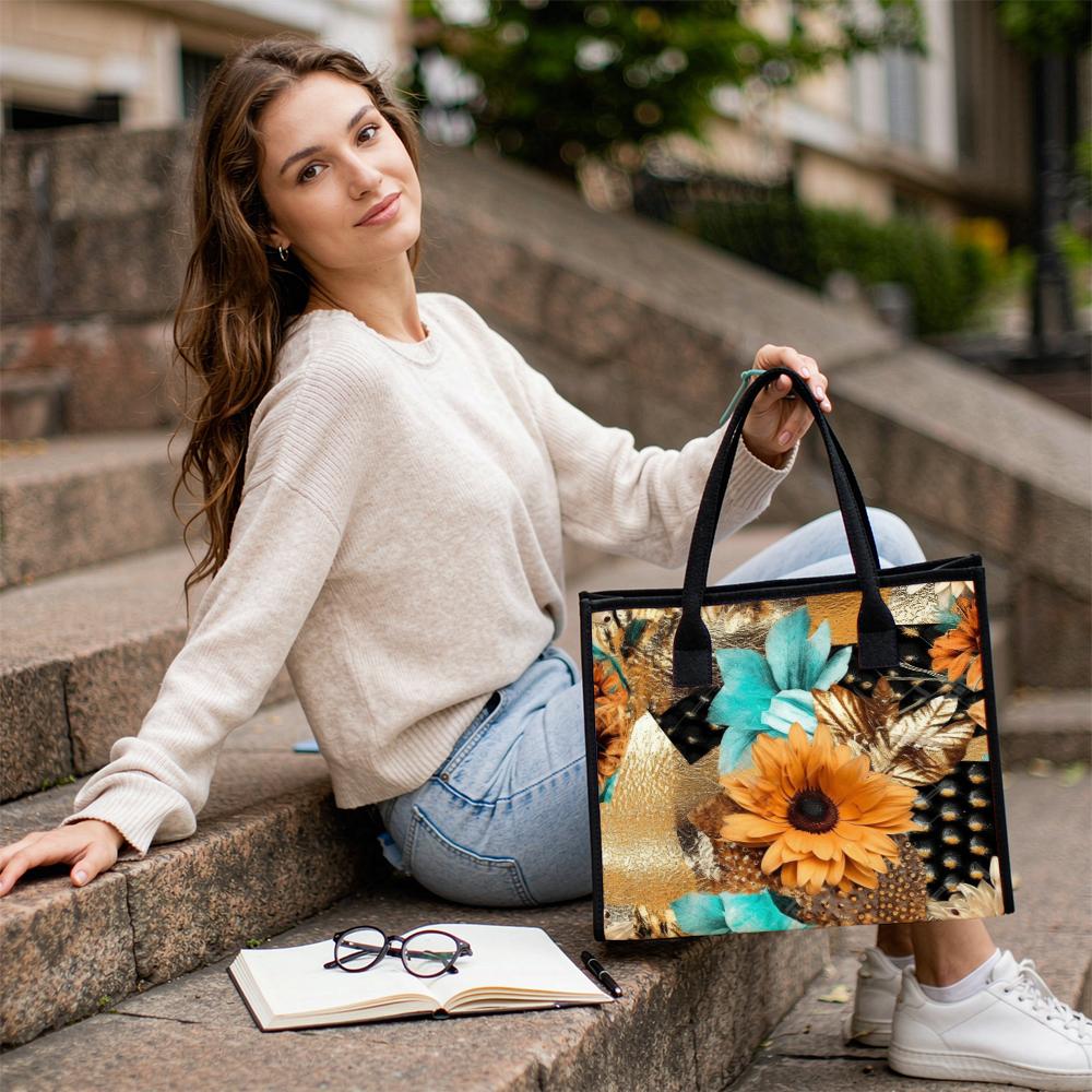 Floral Print Tote Bag Stylish Daily Use Handbag for Women