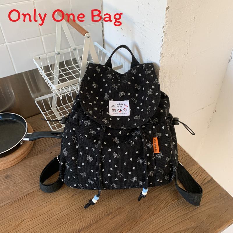 Simple Student Backpack For Women Made Of Corduroy With Lightweight Design And Adjustable Straps