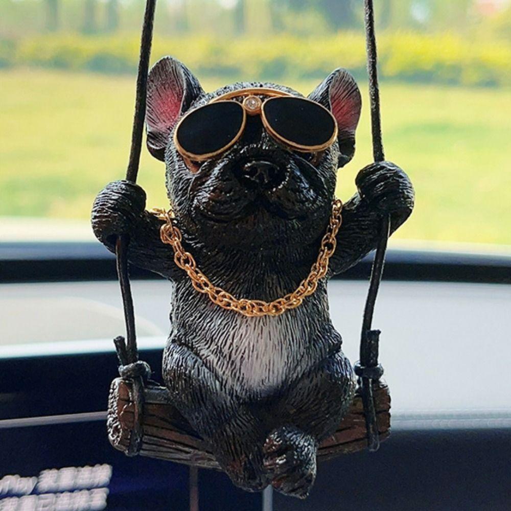 Милая собака зеркало заднего вида украшения аниме автомобиль подвесное украшение качели бульдог кулон