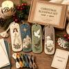 Retro Christmas Pattern Ornaments DIY Felt Embroidery Bookmark Kit, Woodland Animal Pet Craft Beginner Friendly Sewing Crafts Holiday Themed
