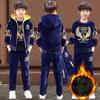 Children's Autumn and Winter Clothes Suit Three-piece Boys Plus Velvet Thickened Suit
