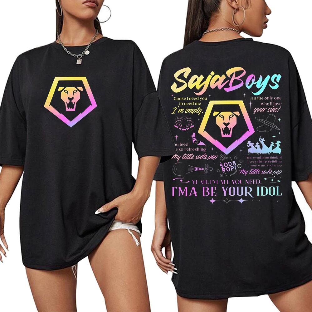 K-pop Охотники на демонов Руми Мира Зпей 2025 Фильм Графическая футболка Мужская Женская Харадзюку Высокое качество Оверсайз Хлопковая футболка Уличная одежда