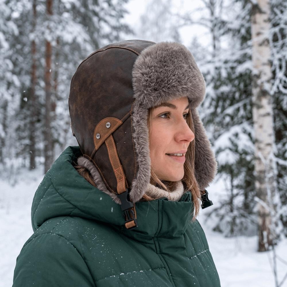 Plush Men Women Lei Feng Hat Fleece-Lined Motorcycle Hat Cold-Proof Ear-Covering Hat Outdoor