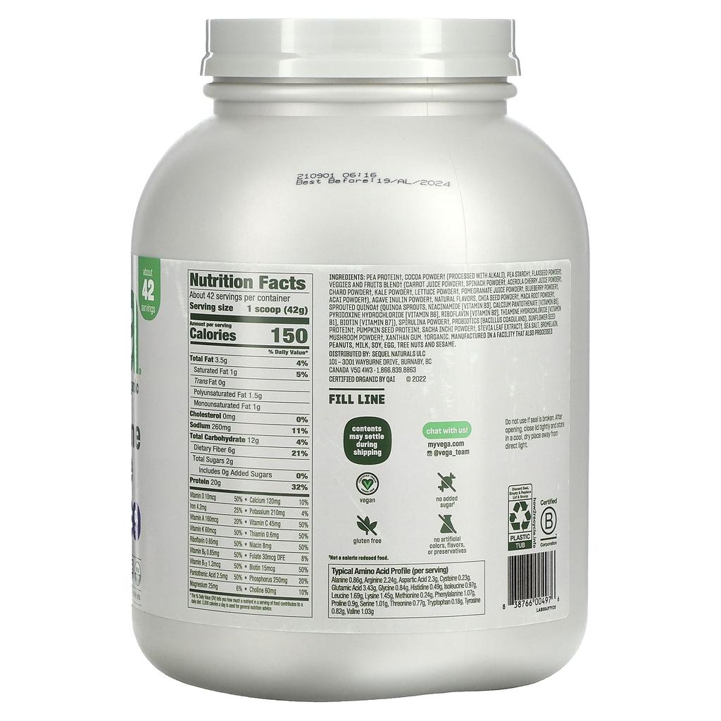 Vega One, All In One Shake, Chocolate, 3 Lbs (1.7 Kg)