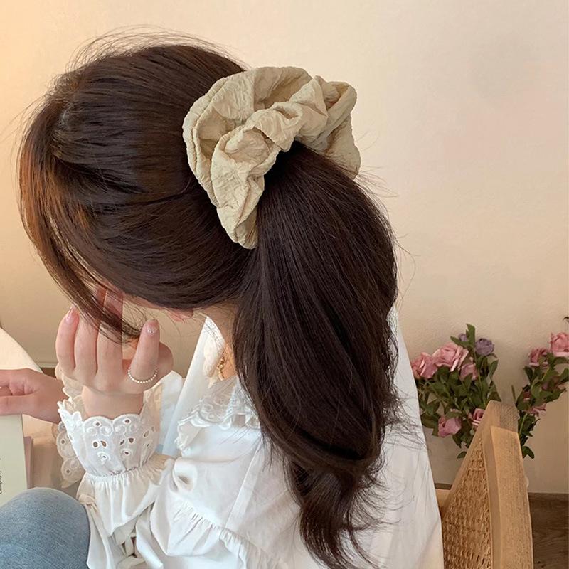 Solid Color Wrinkled Bubble Texture Hair Accessories - Korean Style Rubber Band