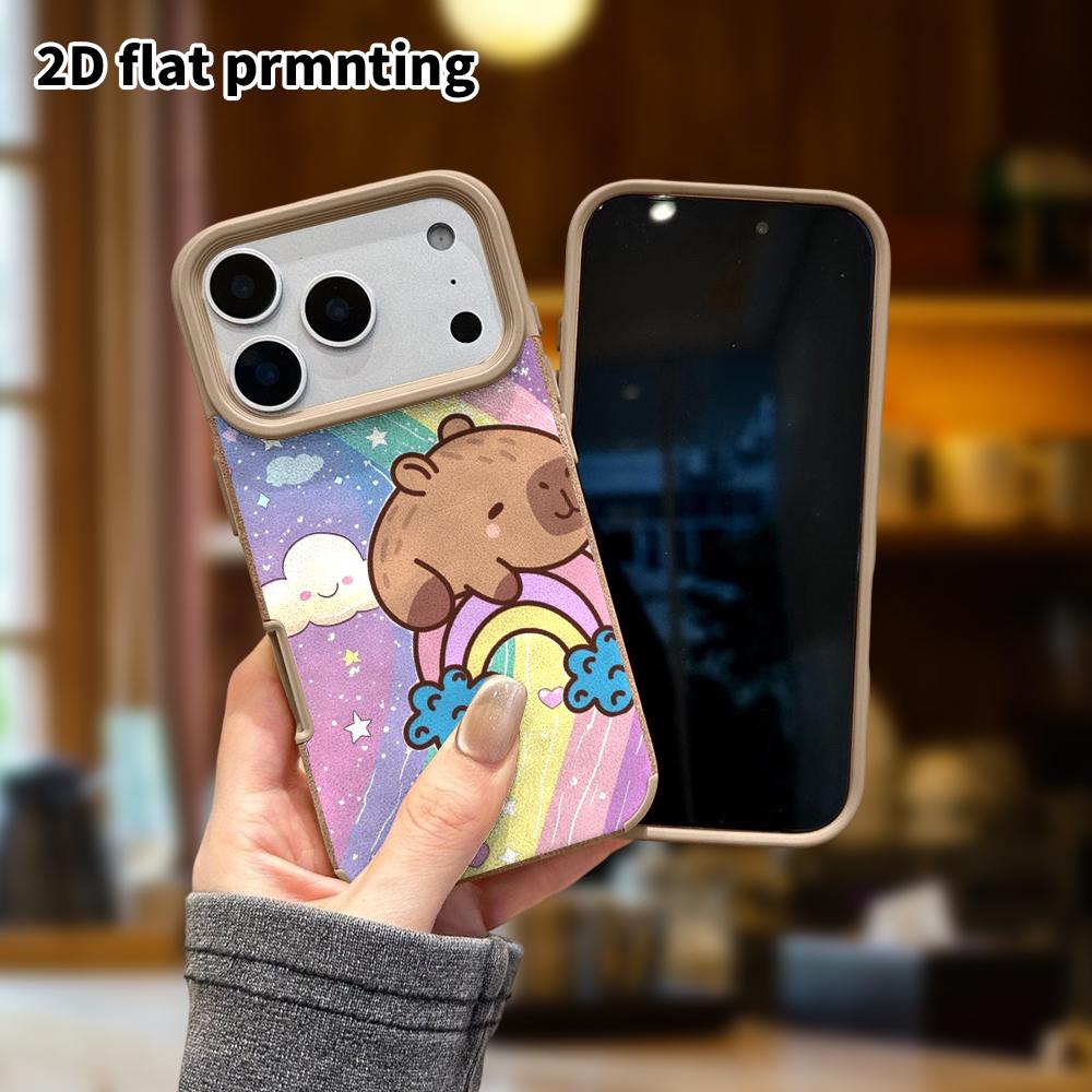 Phone Case: Lambskin 2D Flat Samsung Galaxy A34 A35 M05 M06 S20 S22 S21 FE Plus 5G Protective Case, Rainbow Capybara, Christmas and Halloween Gifts