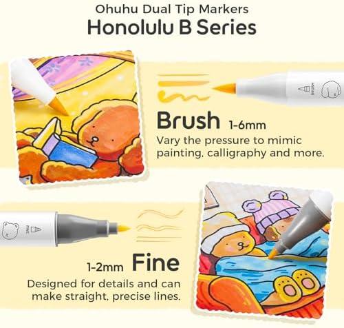 Иллюстрационные маркеры Ohuhu x Bobbie Goods с тонким наконечником, 48 цветов, серия Honolulu B