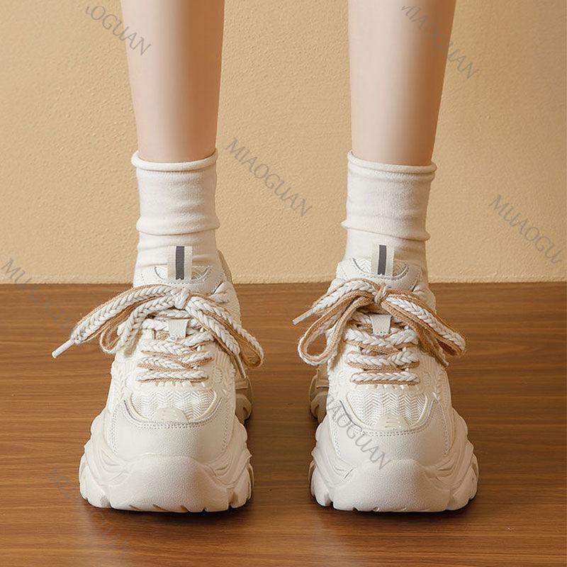 Fashion New Women Platform Sneakers Fashion Beige Sport Shoes Women 2025 Autumn Casual Chunky Sneakers Women Mesh Tenis Vulcanize Shoes