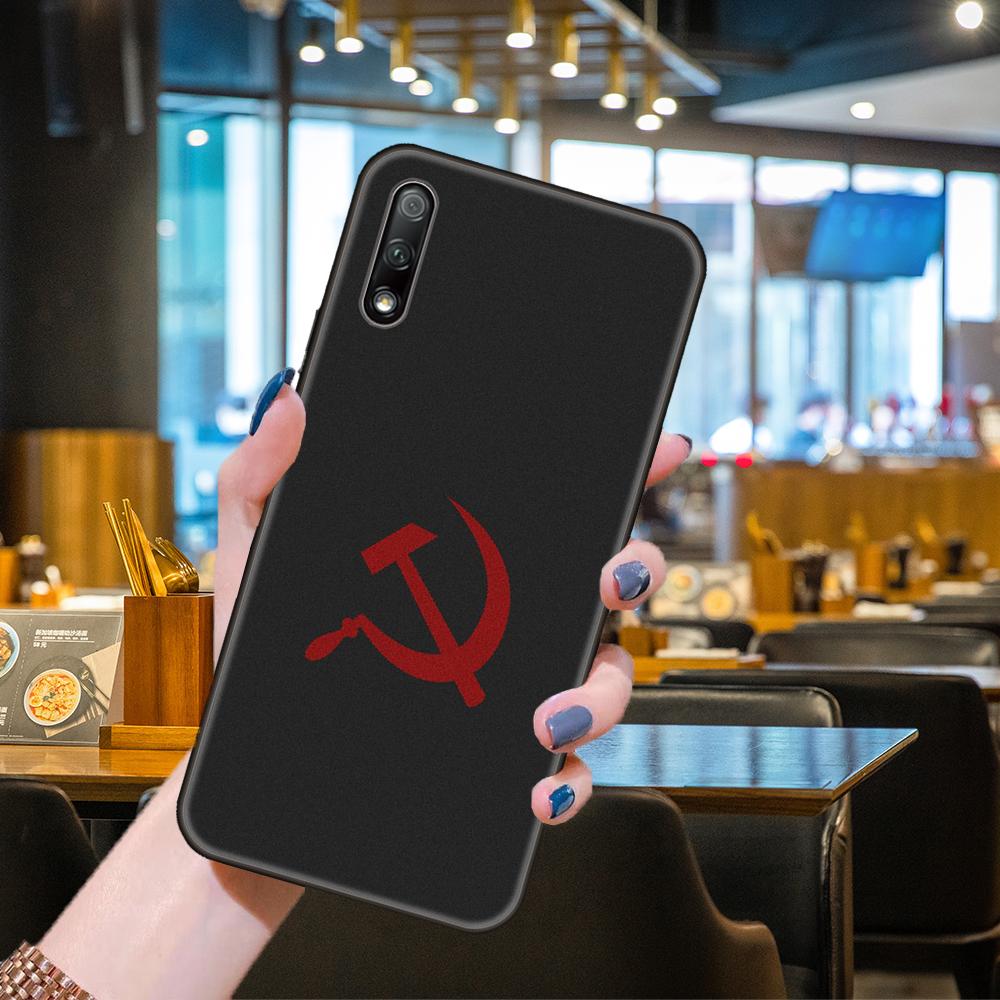 Чехол для телефона Huawei Honor 9X9 9S 10 20 30 S i A 8X 8A 8S 7X 7A Pro Lite, черная задняя крышка, роскошный силиконовый чехол с флагом СССР