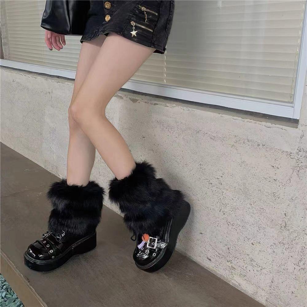 Женские гетры в стиле вестерн, ковбойские меховые гетры, коричневые ретро, носки из меха горячей девушки, длинные меховые носки для ботинок, теплые и стройнящие