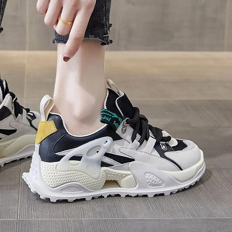 Мода Мода 2024 Спортивная женская обувь Кроссовки на шнуровке Тенденции Стильная новинка в высококачественной обуви для женщин Поступление Y2k H
