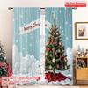 2pcs 2D Flat Printing Merry Christmas Popular Party Window Curtains Merry Christmas Tree 100% Polyester Fabric Without