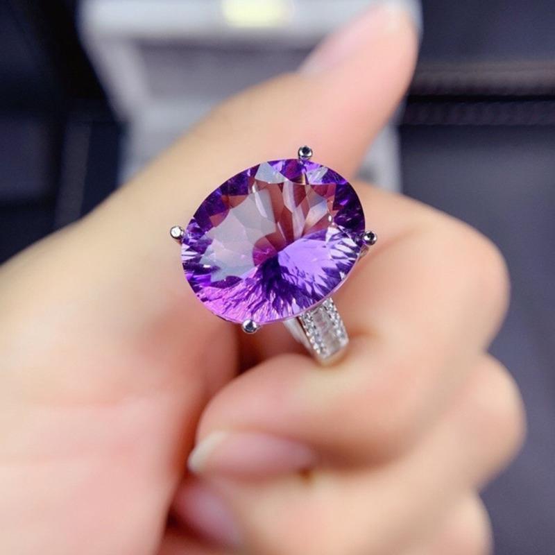 BELLA BOX Темно-фиолетовый циркон, высококачественное онлайн-красное вещание, новый продукт, имитация аметиста, кольцо с полным бриллиантом, женское кольцо