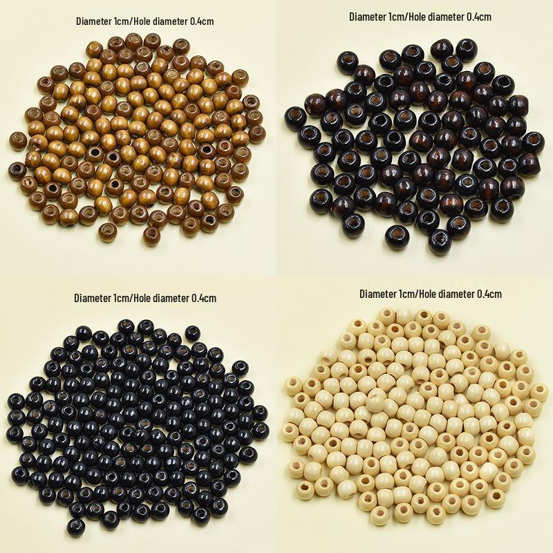 Деревянные бусины ручной работы из клена с большим отверстием 10 мм - Бочкообразные бусины в коричневых тонах для изготовления украшений своими руками