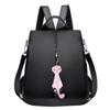Yogodlns Oxford Backpack For Teenager Girls School Bags Solid Black Back Pack Women Youth Daily Bagpack Mochila Cartoon Cat Pendant
