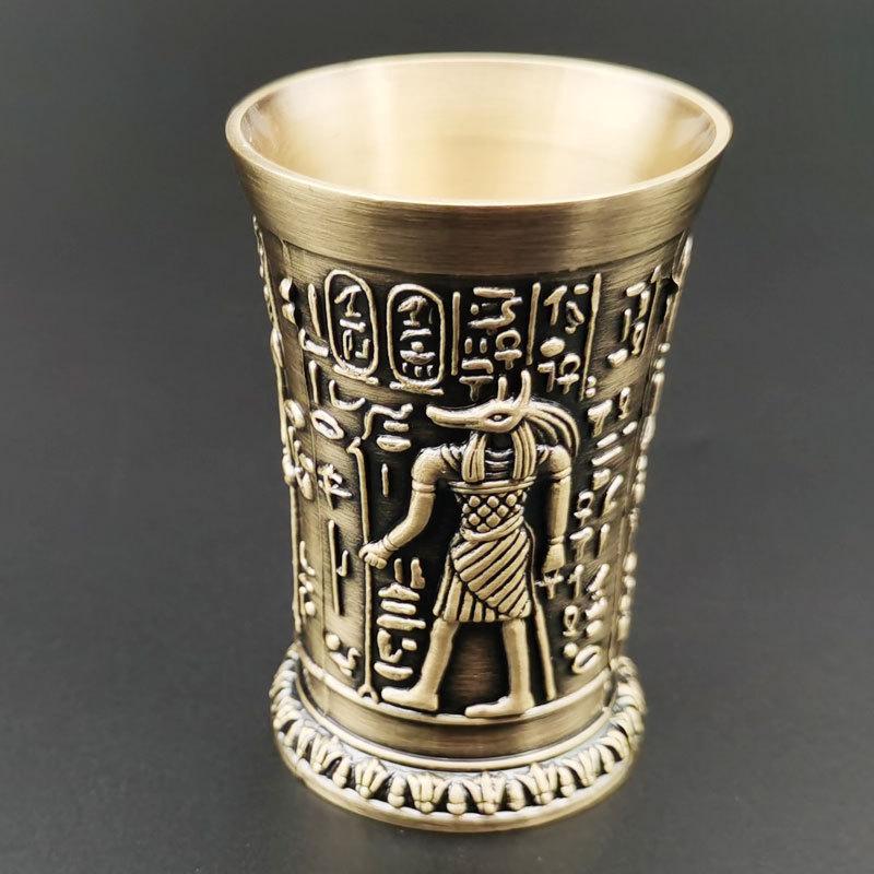 Vintage Egyptian Wine Glass Bronze Small Swallow Cup Creative Bullet Cup Personality Shot Cup Bar One Bite Cup
