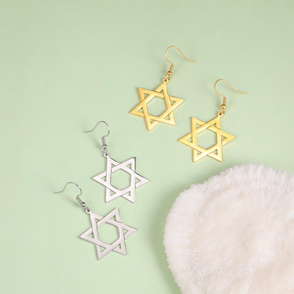 Dawapara Серьги Звезда Давида Подвесные Серьги-Кольца для Женщин Je Jewelry Подарок на Хануку Нержавеющая Сталь