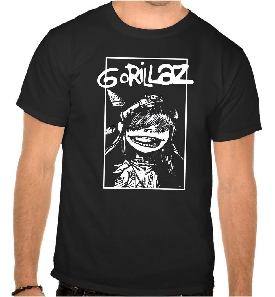 26 Gorillaz Рок-музыка Черная футболка -1003- Унисекс футболка
