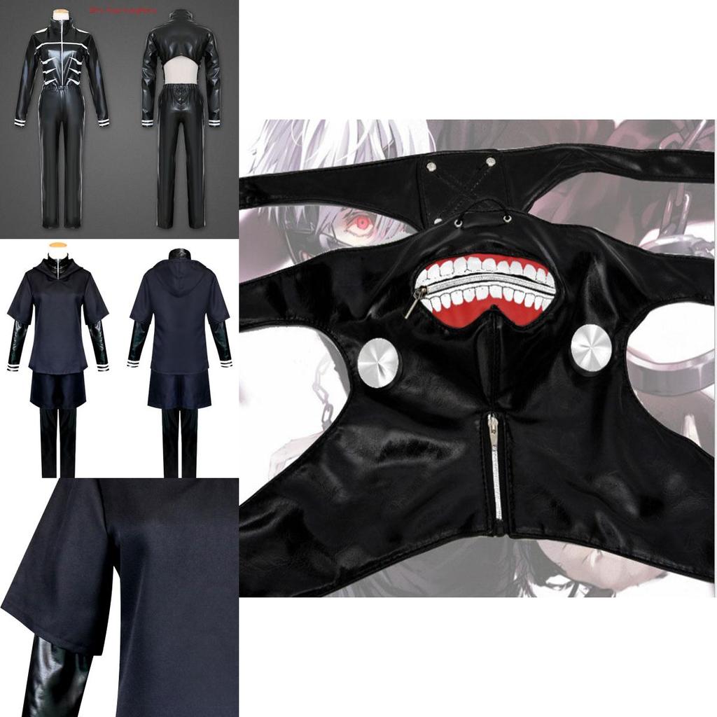 Элегантный костюм Канеки Кена из Tokyo Ghoul в полный рост с модным дизайном, идеально подходит для Хэллоуина и тематических вечеринок