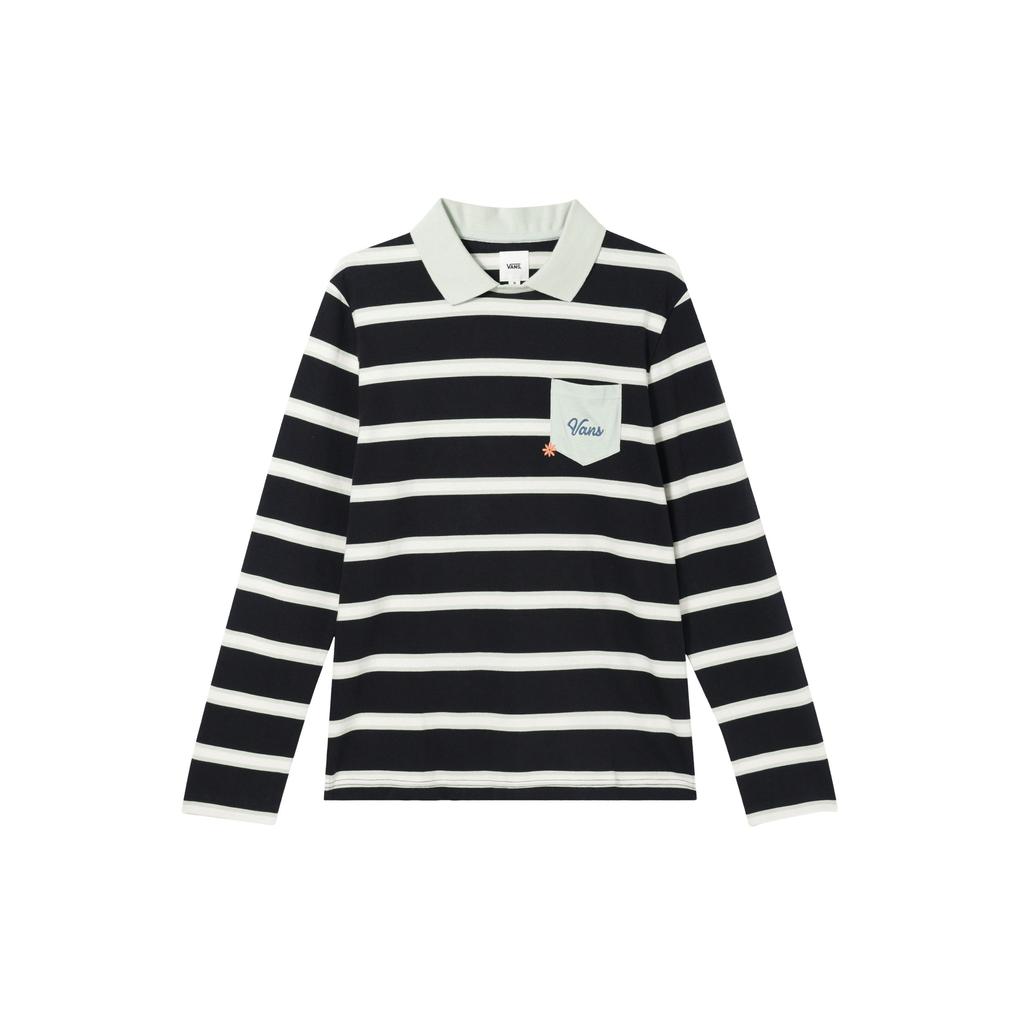 Vans Color Block Striped Printed Polo Shirt Men Tops Black VN0A7Q1KH9A