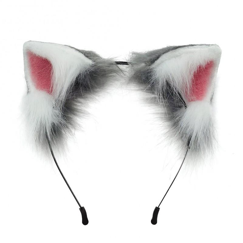 Handmade Plush Cat Ears Headband With Tail Accessory Set Cosplay Costume Unisex