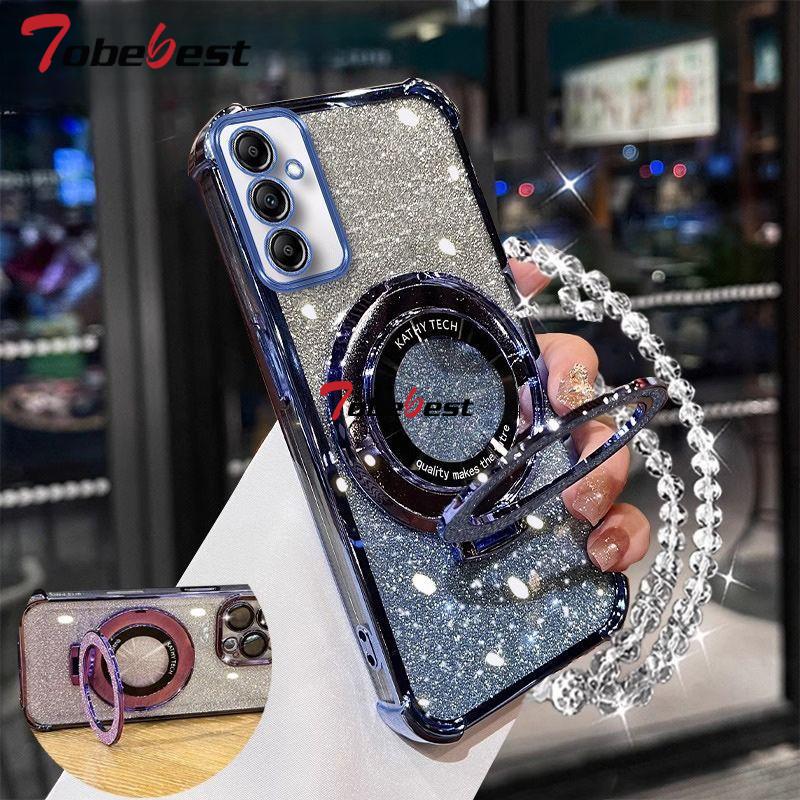 Противоударный кристальный браслет с гальваническим покрытием, чехол-подставка для телефона для Samsung Galaxy A16 A26 A36 A56 A06 A15 A25 A35 A55 A14 A24 A34 A54 5G