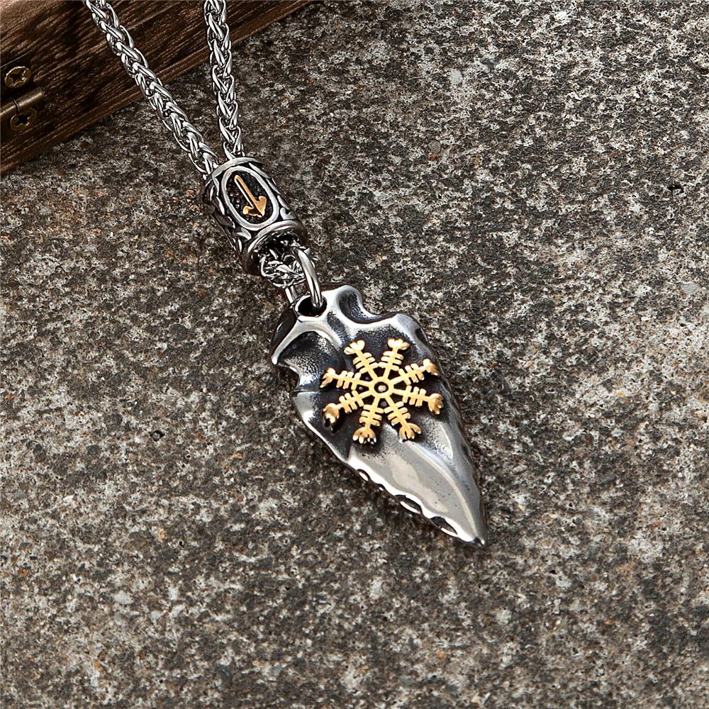 Копье из скандинавской мифологии, Gungnir, щит викингов, ожерелья, мужской амулет из нержавеющей стали для самообороны, руна Vegvisir, скандинавские украшения