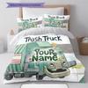 Trash Truck Adventure Custom Name Pattern Bedding Quilt Set Quilt Cover Pillowcase Home Birthday Gift(1 * duvet cover + 2 * pillowcase, without core)