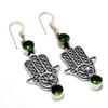Tsavorite Gemstone 925 Silver Plated Handmade Jewelry Earring 2.08"