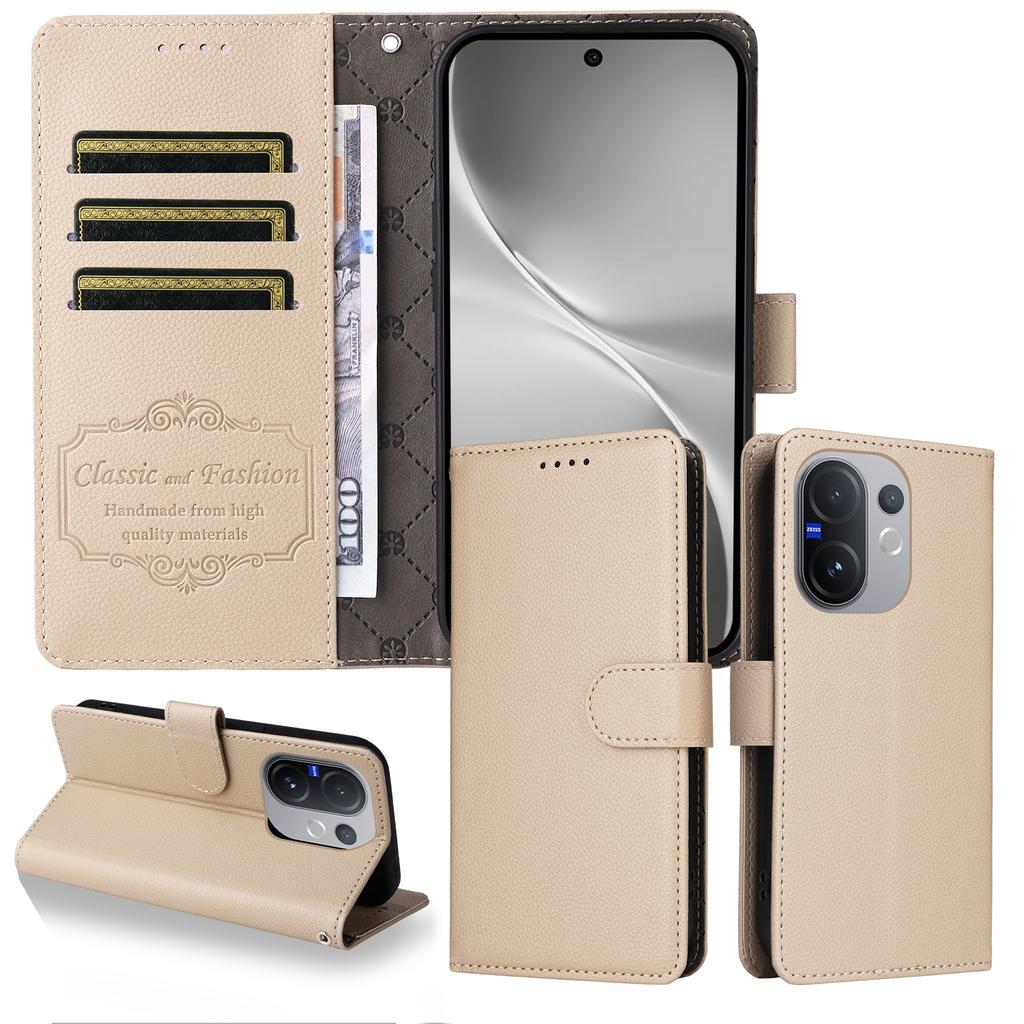 Чехол для vivo V60 5G с блокировкой RFID, 3 слотами для карт, кожаный чехол для телефона из ПУ с ремешком на запястье