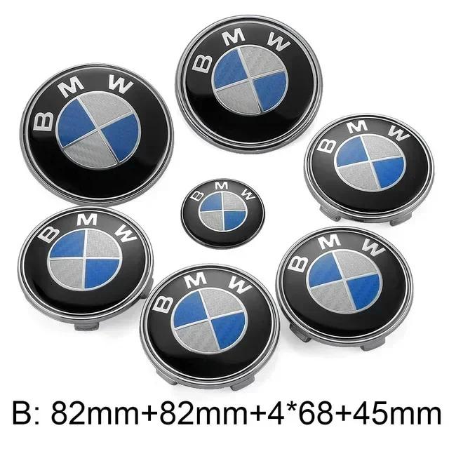 YAMHS1 For BMW New 2025 7pcs Car Front Emblem Rear Badge Wheel Hub Cap Sticker for E46 E90 E60 F10 F11 F20 F30 F34 F01 G20 G21 G31 G38