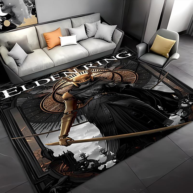 Game E-ELDEN R-RING Entrance Mat, Non-Slip Mat Area Rug,Room Decor, Outdoor Decor, Kitchen Rug,Doormat - Machine Washable, Easy to Clean