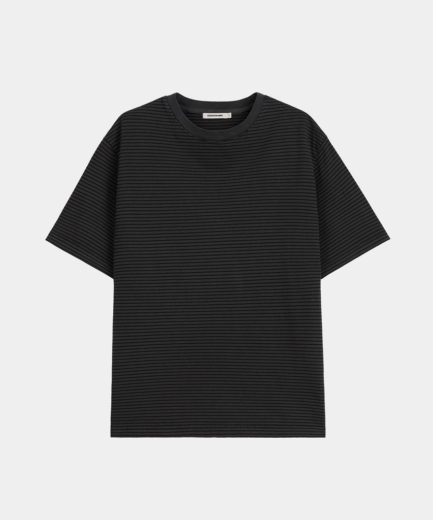 EXCONTAINER Pigment Dyed Stripe Half T-Shirt (Chacoal)