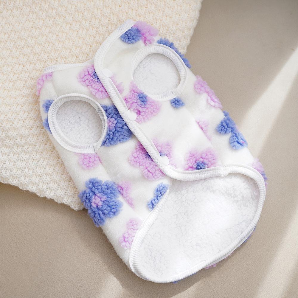 Fleece Vest Thicken Warm Dog Winter Jacket Coat Floral Print Dog Clothes for Small Dogs Puppy York Chiwawa Clothing Pet Apparel