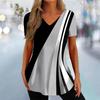 New Women's T-Shirt Curve Print V-Neck Fashion Streetwear Female Clothing Casual Summer Short Sleeve Pullover T Shirt for Women