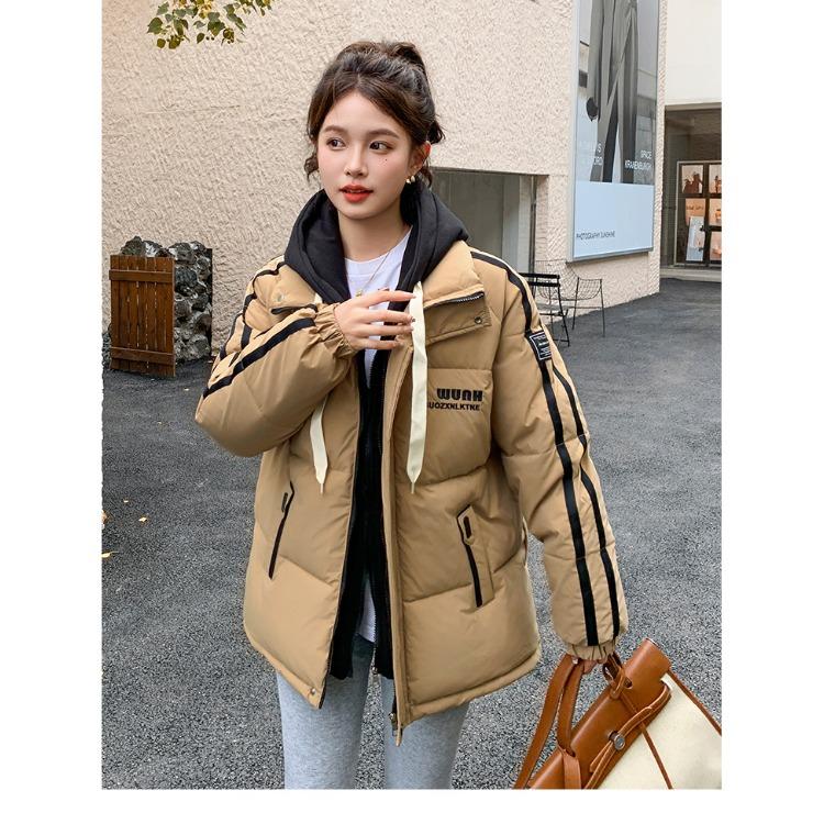 Утолщенная зимняя куртка для женщин с контрастными цветами, хлопковое пальто в корейском стиле, короткая секция, имитация двухкомпонентного пуховика