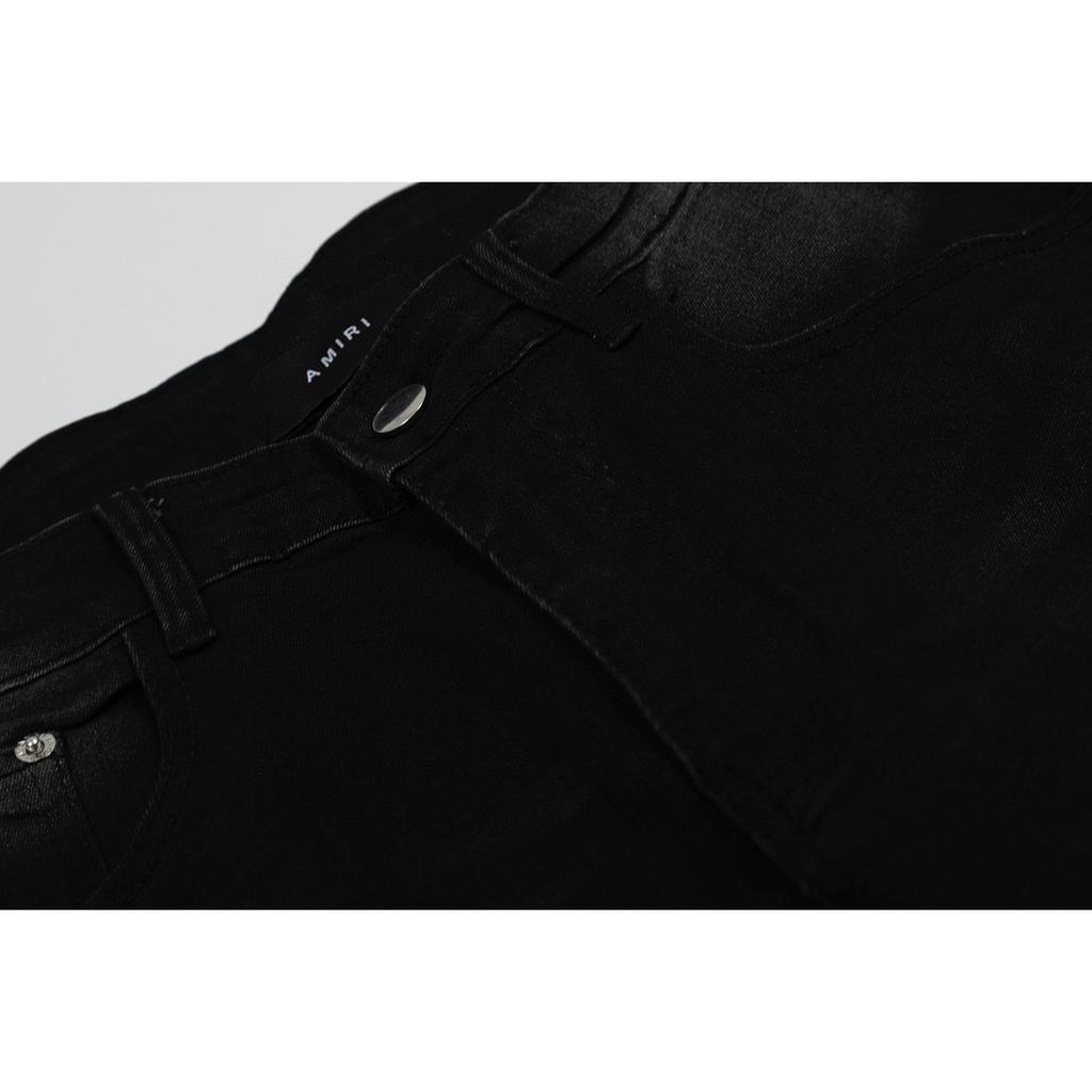 M51 Amiri Мужские и женские модные джинсы в американском стиле с тканевыми нашивками, дырками, вышивкой, повседневные и модные брюки в стиле хай-стрит