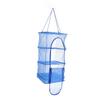 Foldable 4 Layers Hanging Dry Rack Net Zipper Opening Mesh Netting Blue
