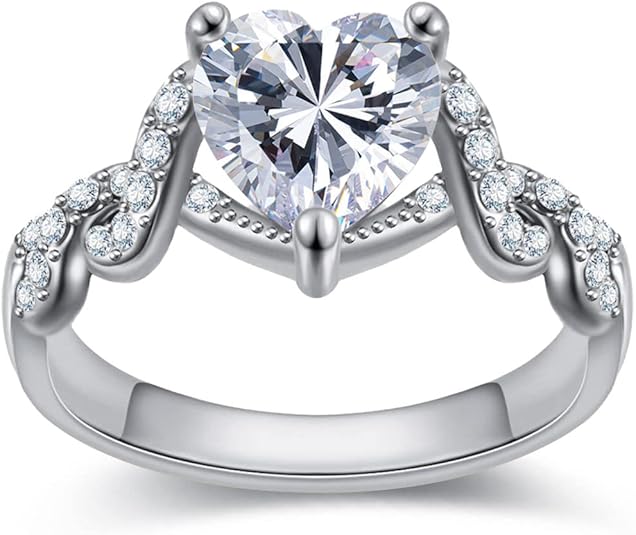 Позолоченное 18 каратным розовым золотом Кольцо-сердце с кубическим цирконием Halo Обручальное Обручальное на Обещание Вечность Кольцо на День Святого Валентина для Женщин Размер 6-10